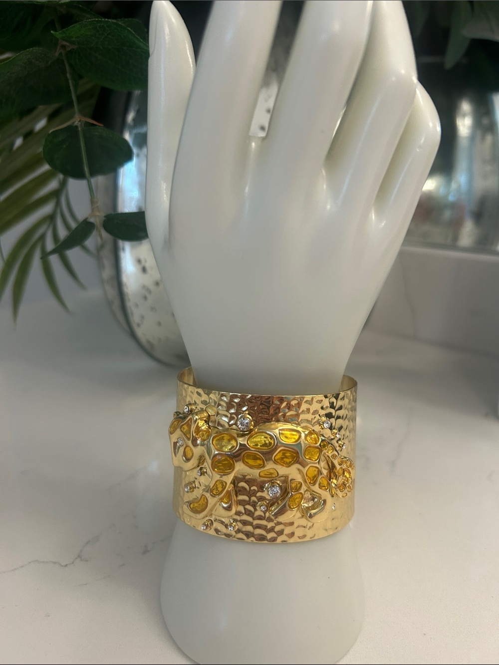 Lily Pulitzer Gold Tone & Enamel Leonard Wide Cuff Bracelet